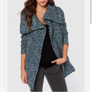 Jack by BB Dakota Renner Blue Marled Boucle Draping Shawl Coat Small